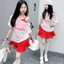 Váy chấm bi màu đỏ cho bé gái Phiên bản Hàn Quốc Mùa hè Phong cách mới cho trẻ em Váy ngắn ren thời trang eo cao