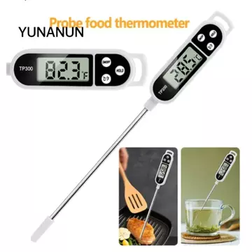 Nhiệt kế thực phẩm kỹ thuật số YUNAUN, Màn hình có đèn nền Nhiệt kế thịt chống nước, Phạm vi nhiệt độ đầu dò dài -50°C đến + 300°C Đọc tức thì Nhiệt kế nhà bếp điện tử Nướng bánh