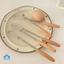 Máy đánh trứng mini cán gỗ bằng thép không gỉ, dụng cụ nhà bếp gia dụng, dụng cụ làm bánh.