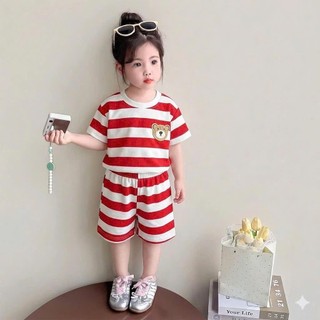Đồ bộ quần áo mùa hè bé gái 14-45kg. Bộ cộc tay bé gái  mẫu BỘ KẺ HÈ CỘC TAY. Bộ đồ cho bé gái mùa hè. NL29