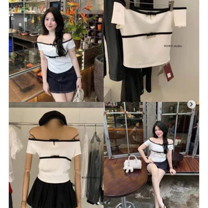 ÁO TRỄ VAI VIỀN ĐEN WGWE - W8897