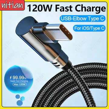 Dây sạc trò chơi điện thoại Khuỷu tay Loại C Cáp sạc nhanh USB 120W Cáp dữ liệu bện Nylon 2A 0,25m / 1m / 1,5m / 2m / 3m Dây sạc