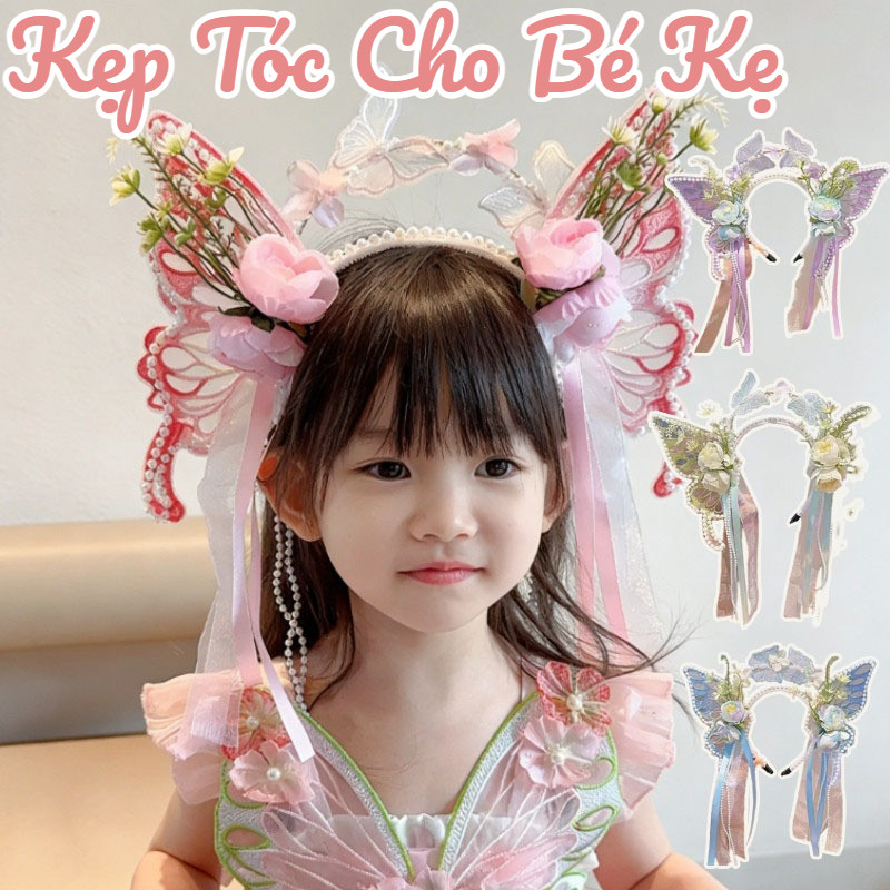 Kẹp Tóc Cho Bé Kẹ,hiết Kế Nơ Ruy Băng Tua Rua Hoa,Nhiều Màu Sắc Và Kiểu Dáng,Tặng Quà Sinh Nhật Cho Cô Gái
