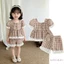 6M-4Y Bé Gái Mùa Hè 2 Bộ Trang Phục Puff Tay Cổ Vuông Kẻ Sọc Ngọt Ngào Peplum Áo Đèn Lồng Quần Short Bộ