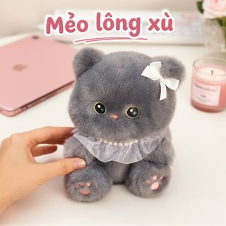 Mèo Sang Trọng Đồ Chơi Ngọc Trai Mềm Lông Tơ Thú Nhồi Bông Dễ Thương Quà Tặng Trang Trí Gối Phòng Ngủ Sofa Kawaii