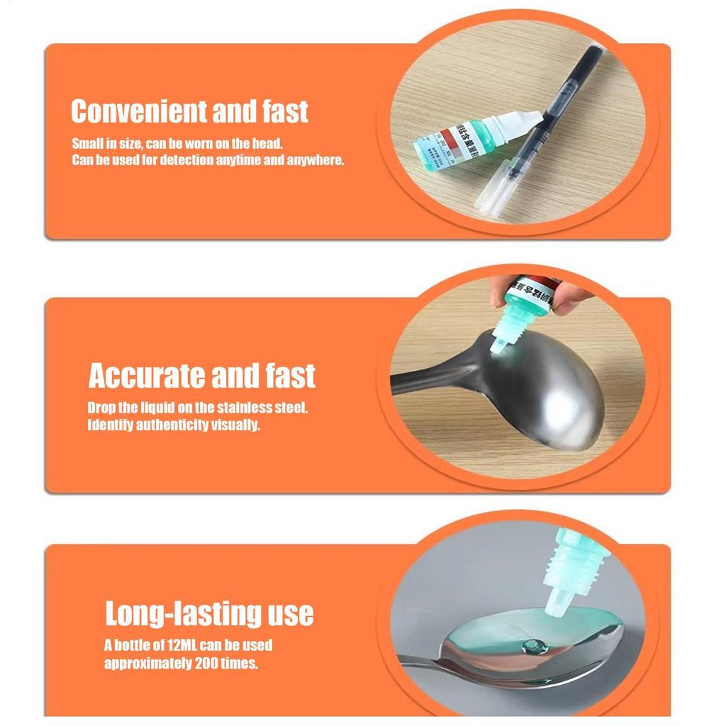 Dung dịch phát hiện bằng thép không gỉ 304 12ml Thuốc thử nhanh cho phòng thí nghiệm Dụng cụ nấu ăn gia đình Dao kéo Vật liệu xây dựng công nghiệp Phòng thí nghiệm mueadsyvn