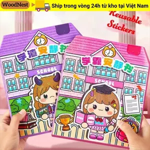 Sách dán WOODNEST, Phim hoạt hình thủ công yên tĩnh Nhãn dán sách, Phim hoạt hình PET giáo dục Nhãn dán DIY cho trẻ em