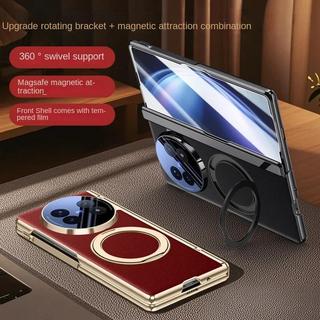 Ốp điện thoại họa tiết vải thiều sang trọng cho Vivo X Fold 5 Ốp lưng bảo vệ toàn thân với 360° Giá đỡ vòng xoay & Tấm bảo vệ màn hình phía trước
