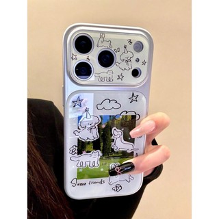 Cửa Sổ Lớn Thả Keo Minh Họa Vỏ Điện Thoại Cho Chó Áp Dụng iPhone17 16 15 14 13 Pro Max Chống Sốc Bảo Vệ Camera Ốp Lưng Cứng Chống Rơi