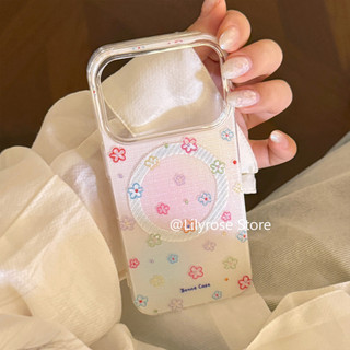 Ins Phổ Biến Ốp Lưng Điện Thoại iPhone 17ProMax 17Pro 17 16ProMax 16Pro 16 15ProMax 15Pro 15 14ProMax 14 13ProMax 13 Hoa Xanh Apple iPhone Case Powder Giá Đỡ Từ Tính