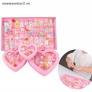 [Mới] 10 Nhẫn Công Chúa Hoạt Hình Trẻ Em Kẹo Hình Nơ Động Vật.