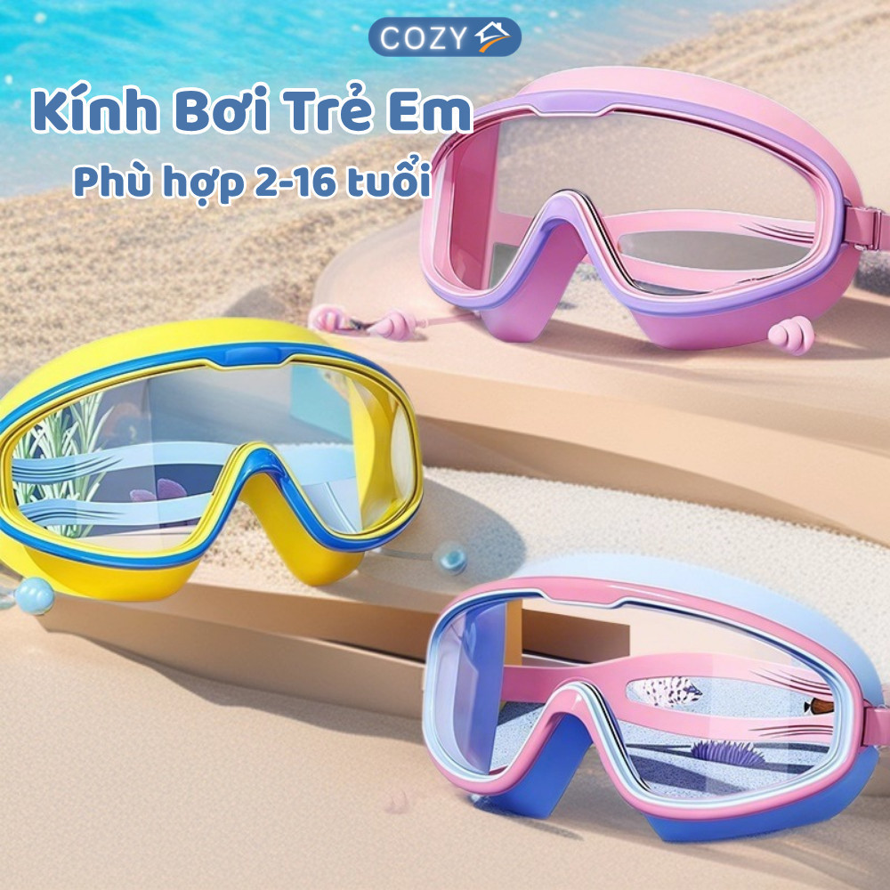 Kính Bơi Chống Nước Chống Mờ Cho Bé Kính Bơi Silicone Mềm Chống UV, Dây Đeo Điều Chỉnh, Nhiều Màu Dễ Thương