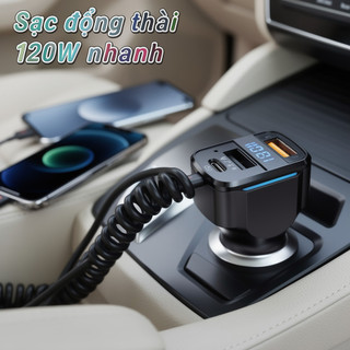 Xe Sạc Nhanh 3In1 Usb Loại C Cáp Có Thể Thu Vào Led Kiểm Tra Điện Áp Iphone Samsung Máy Tính Bảng Xe Suv