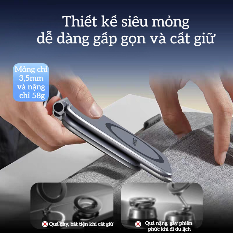 Giá Đỡ Từ Tính Ô Tô – Siêu Mỏng Gập Gọn, Nam Châm Mạnh, Dùng Cho Bảng Điều Khiển Xe