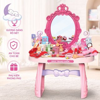 Bộ đồ chơi trang điểm trẻ em bằng nhựa ABS Giả vờ chơi Vanity Mirror 46 Phụ kiện Công chúa Cô gái