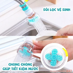 Đầu vòi lọc nước tăng áp tiết kiệm nước 360 độ, có thể kéo dài Vòi nước, có khóa cổ dê, cánh quạt