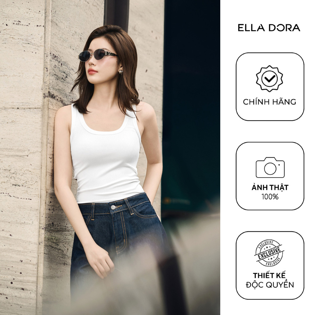 Áo thun ba lỗ nữ ELLA DORA cổ tròn form ôm chất thun hàn co giãn mềm mịn hiện đại 4 màu [AT22]