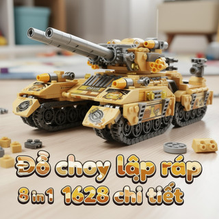 Khối xây dựng xe tăng ABS Đồ chơi quân sự Xe học tập STEM Bộ mô hình lắp ráp trẻ em