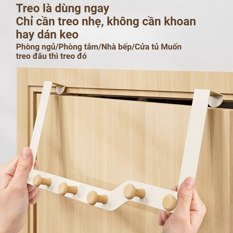 Móc Treo Bằng Gỗ Tự Nhiên Cao Cấp - Bắc Âu Thanh Lịch, Không Khoan, Chịu Lực, Mang Lại Gọn Gàng & Ấm Áp Cho Mọi Nơi