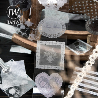JIANWU Màu Cũ Ren Series Vintage Ren Hoa Tình Yêu Phong Cảnh Chất Liệu Cắt Kéo Sổ Lưu Niệm PET Băng Sáng Tạo Tạp Chí Văn Phòng Phẩm