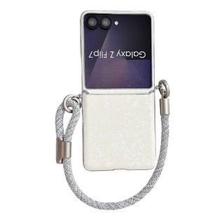 Ốp điện thoại da họa tiết vỏ sang trọng cho Samsung Galaxy Z Flip 7 FE 6 5 Flip7 Flip6 Flip5 5G Vỏ bảo vệ có dây buộc