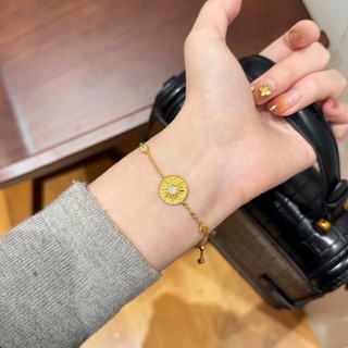 Vòng tay nữ Sunburst mặt trời, thiết kế vintage, lớp mặc tinh tế, có thể điều chỉnh