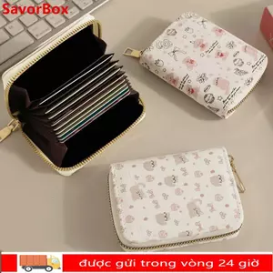 Túi đựng tiền SAVORBOX, Ví đựng tiền xu dung tích lớn nơ, Hộp đựng thẻ Kitty bằng da PU dễ thương dành cho nữ sinh viên