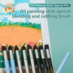 CANAMEK 1 / 3 Cái Dụng Cụ Tạo Hình Màu Dụng Cụ Tạo Hình Màu Cho Tranh Sơn Dầu Bàn Chải Sơn Đầu nghiêng Đầu Tròn Pastel Pha Trộn Dụng Cụ CSF