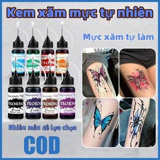 Mực xăm tạm thời DlY Tattoo 7 màu và hơn 500 mẫu thiết kế hình xăm có thể tái sử dụng, hoa văn