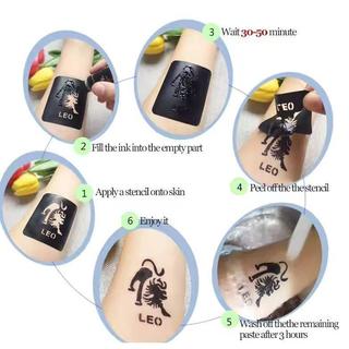 Mực xăm tạm thời DlY Tattoo 7 màu và hơn 500 mẫu thiết kế hình xăm có thể tái sử dụng, hoa văn