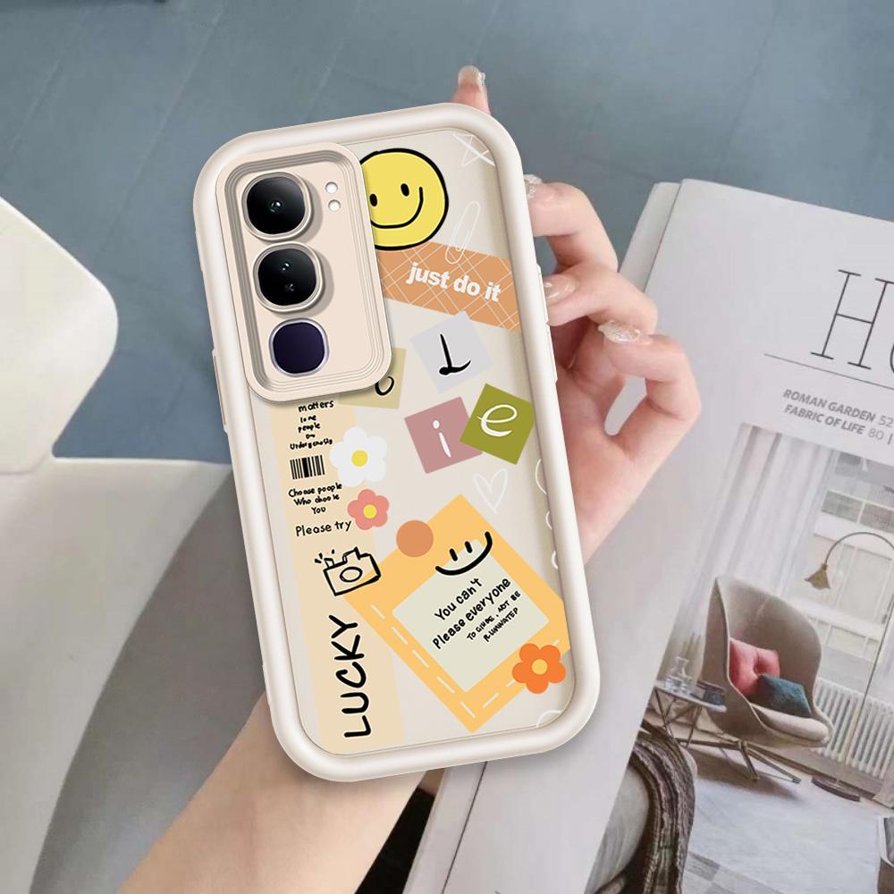 Ốp Lưng Cho VIVO Y19S Pro Y29 4G Hoạt Hình Silicon Mềm Vỏ Điện Thoại TPU Nhãn Nụ Cười Hoa Thiên Thần Mắt Mặt Sau Chống Sốc