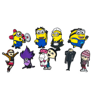 9 Cái / bộ Hoạt Hình Minions Mắt Lớn Kim Loại Dễ Thương Trâm Cài Huy Hiệu Màu Vàng Cho Quần Áo & Túi Phụ Kiện