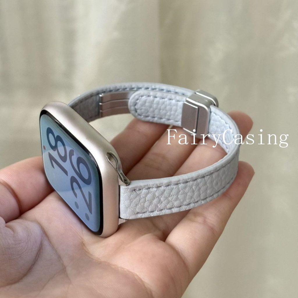 Dây da vải thiều cho iWatch Ultra S11 10 9 8 7 6 5 4 Dây đeo vòng tay cho Apple Watch 38 40 41 42 45 46mm 49mm Dây đeo