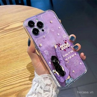 Ốp Điện Thoại Màu Tím Hoạt Hình Cô Gái Họa Tiết Sơn Thích Hợp Cho iPhone 11promax 12promax 11 12 13 14 Pro max 15promax 15 16 17 pro max xr xs 12pro 13pro Ốp Mềm Chống Sốc