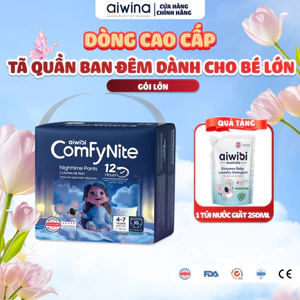 Tã/Bỉm Quần Ban Đêm Aiwibi ComFyNite Siêu Thấm Hút, Cho Bé Cân Nặng Lớn - 10 Miếng - S/M/L/XL