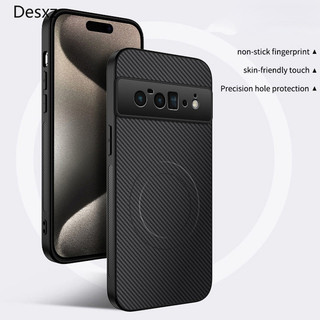 Vỏ bọc từ tính bằng da bằng sợi Carbon cho Google Pixel 6 / 6a / 6 Pro Vỏ mờ sang trọng chống sốc Sạc không dây Vỏ chống sốc