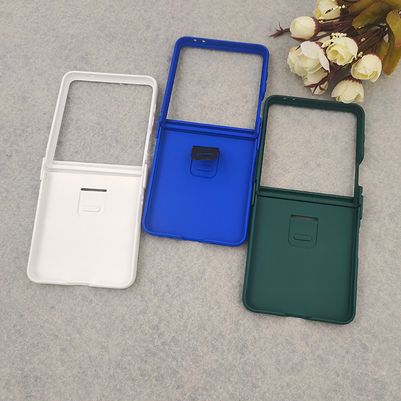 Sang Trọng Nhẫn Cầm Dành Cho Samsung Z Flip 7 6 5 4 3 Matte Cứng PC Khóa Ngón Tay Điện Thoại Chống Sốc Cho Galaxy Z Flip7 ZFlip6