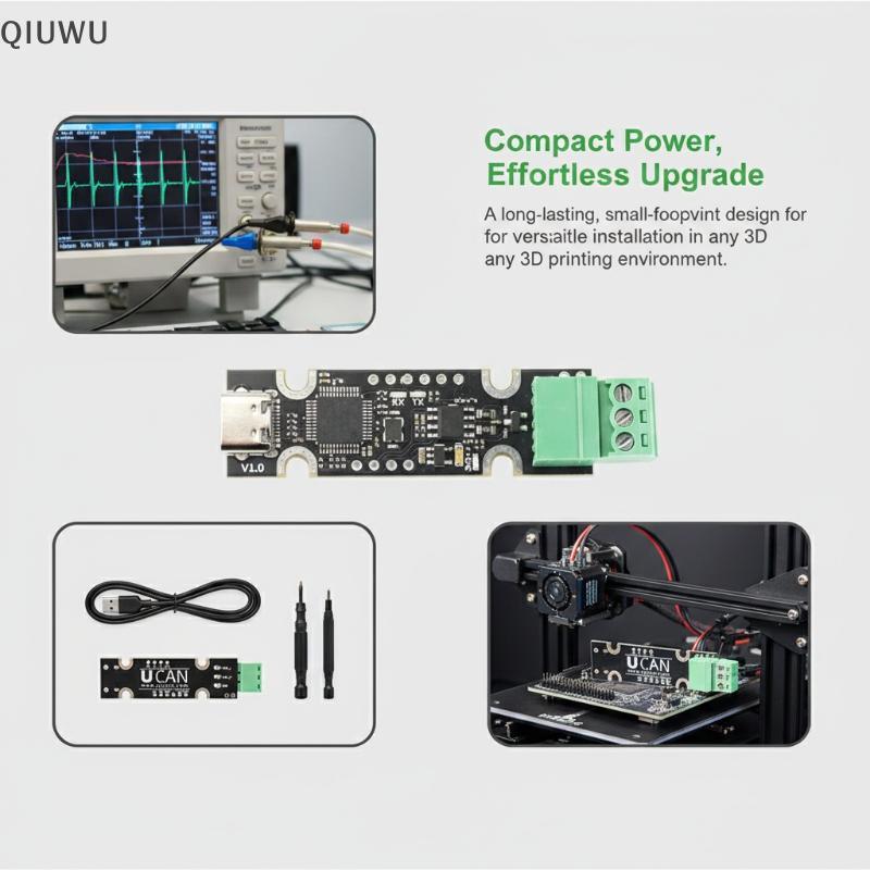 Bộ chuyển đổi USB sang CAN chuyên nghiệp QIUWU 1 chiếc Hỗ trợ Firmware Klipper có thể gập lại cho hệ thống giám sát dữ liệu thời gian thực.