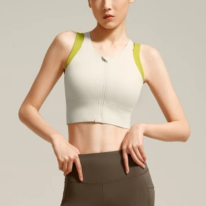 Áo thể thao có dây kéo phía trước Áo ngực cường độ cao Chạy bộ Thể dục Đồ lót thể thao Pilates