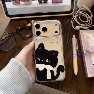 Vòng khăn quàng cổ mèo đen cho trường hợp iPhone17pro15/14/13/12 lỗ lớn xuyên thấu cao