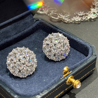 Châu Âu Mỹ ins Bông Tai Zircon Tròn Phong Cách Mới Nữ