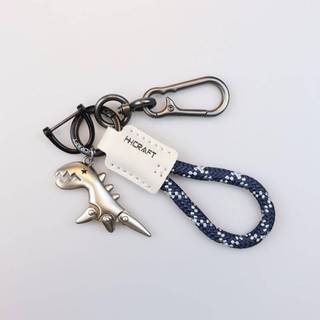 KUZHEN Móc khóa xe máy khủng long dễ thương có dây dệt bằng da Mặt dây chuyền kim loại cho túi HOT