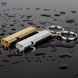 XOITOP Ngoài Trời Sinh Tồn Còi Hợp Kim Nhôm Ống Đôi Tần Số Cao Tập Đi Bộ Đường Dài Cắm Trại Sơ Cứu Còi Ngoài Trời Dụng Cụ VN