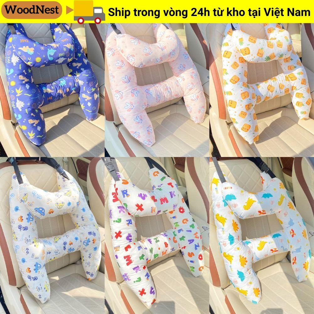 Gối ngồi ô tô WOODNEST, Gối cổ hình chữ H nghỉ ngơi, Đầu ngủ an toàn siêu mềm hoạt hình Hỗ trợ trẻ em