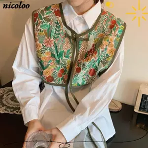 Quấn vai NICOLOO, Khăn quàng cổ có thể tháo rời hoa, Khăn choàng cổ điển thêu thời trang dành cho nữ