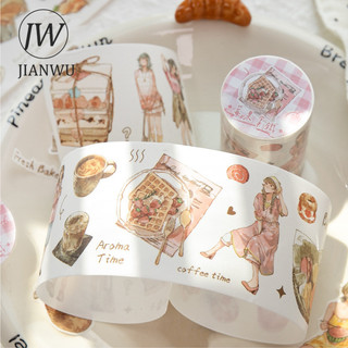 JIANWU Cà Phê Dòng Vintage Nhân Vật Bánh Mì Cà Phê Phong Cảnh Chất Liệu Cắt Băng Washi Sáng Tạo Tạp Chí Văn Phòng Phẩm
