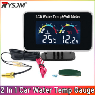 Đồng hồ đo nhiệt độ nước 2 trong 1 12V 24V Máy đo điện áp LCD kỹ thuật số Đồng hồ đo nhiệt độ nước với cảm biến 1 / 8NPT Phụ kiện ô tô