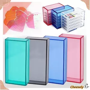 Hộp lưu trữ lông mi giả CHEESELY, Ngói sọc mi 1 / 5 lớp Hộp lưu trữ mở rộng lông mi, Vỏ chống bụi di động Công cụ trang điểm Pallet Acrylic trong suốt