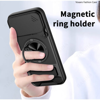 Xoay Mới Trượt Ống Kính Funda Cho Iphone 17 Pro Max Ốp Lưng Vòng Từ Tính Cho Iphone 17 Pro Ốp Lưng Có Thể Gập Lại Chân Đế Vỏ Giáp
