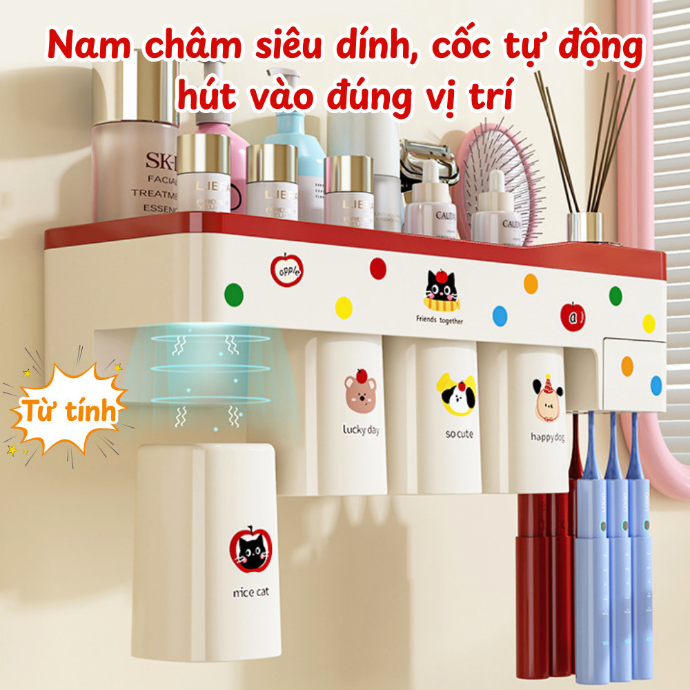 Giá Để Bàn Chải Đánh Răng HomeMate Pop-Up – Bộ Cốc Từ Tính Hút Nam Châm Gắn Tường, Kệ Đựng Đồ Nhà Tắm Đa Năng